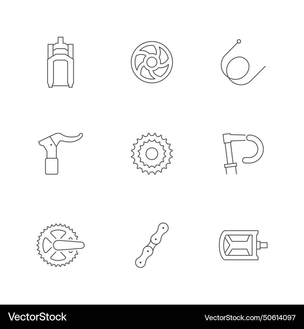 Set line icons of bicycle part Set line icons of bicycle part vector image