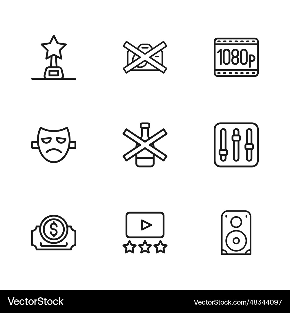 Set line rating movie sound mixer controller Set line rating movie sound mixer controller vector image
