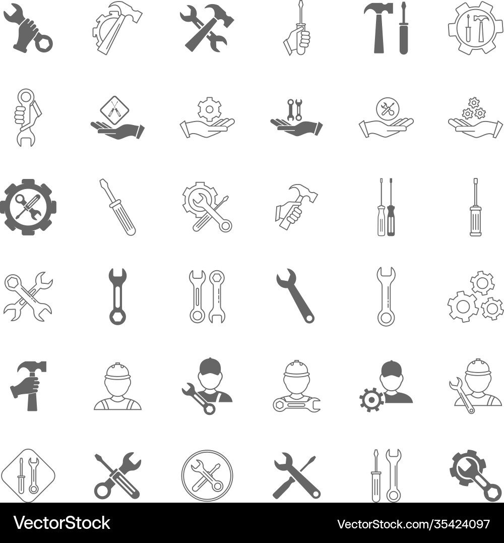 Set technical icon engineering simple Vector Image