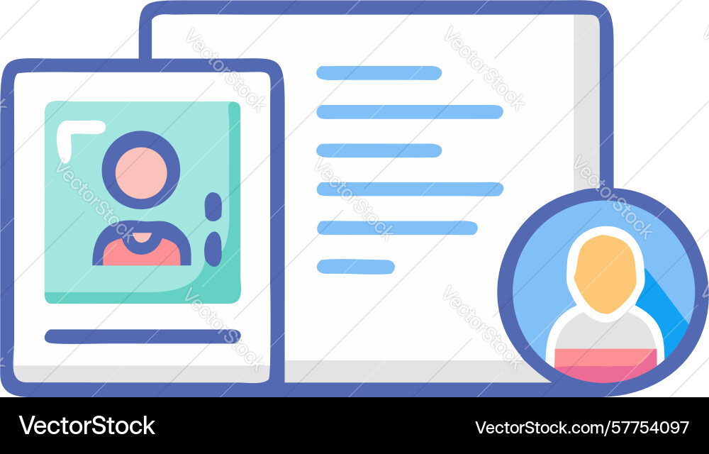 User profile document icon with add user symbol vector image
