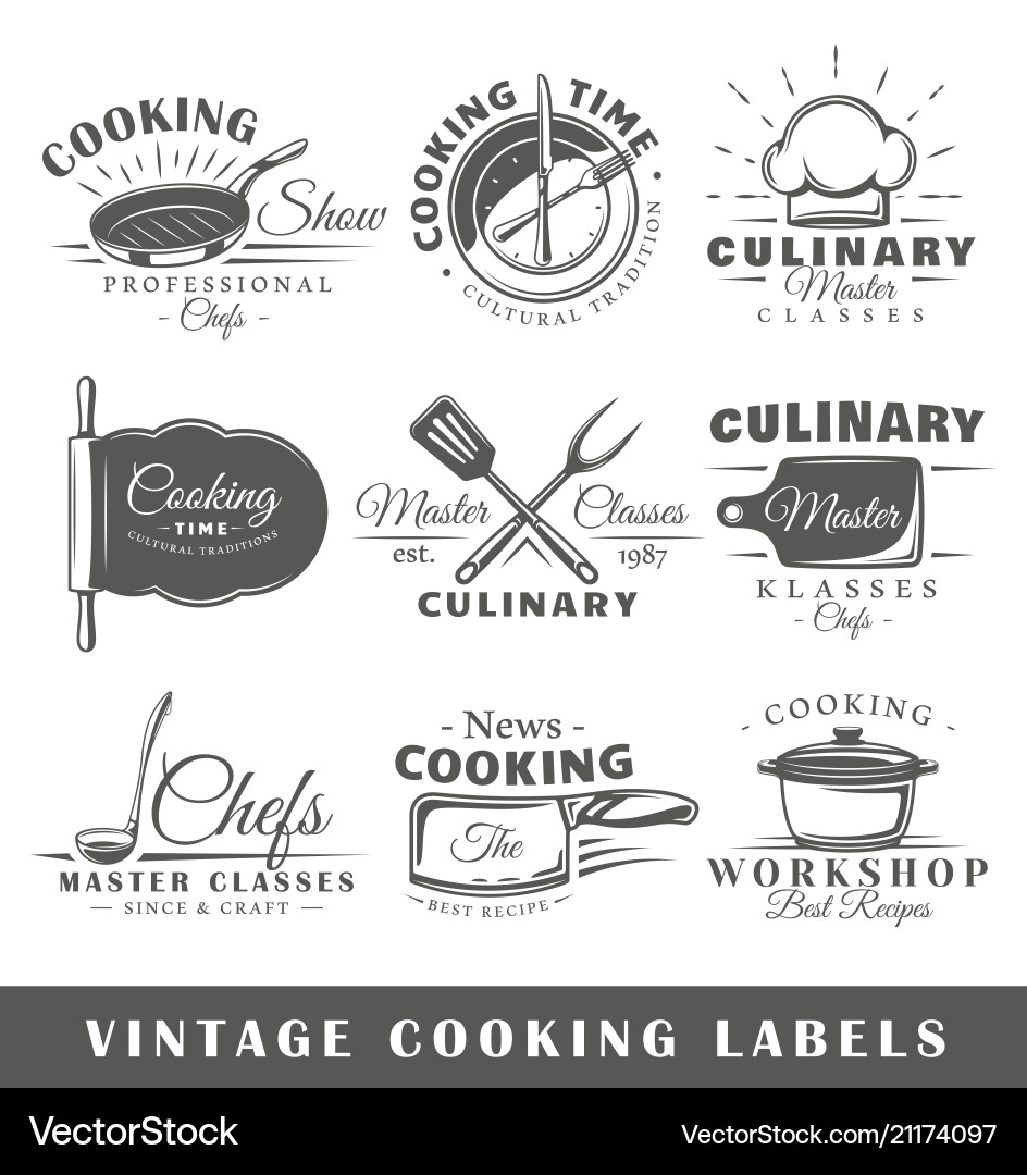Vintage Cooking Labels Set Vector Image