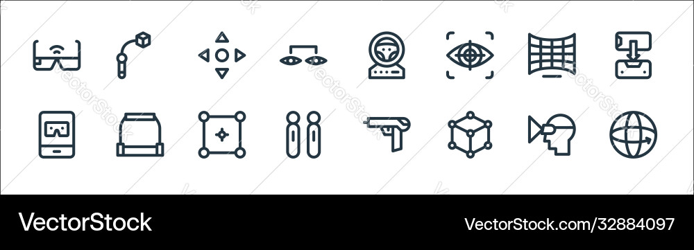 Virtual reality line icons linear set quality Virtual reality line icons linear set quality vector image
