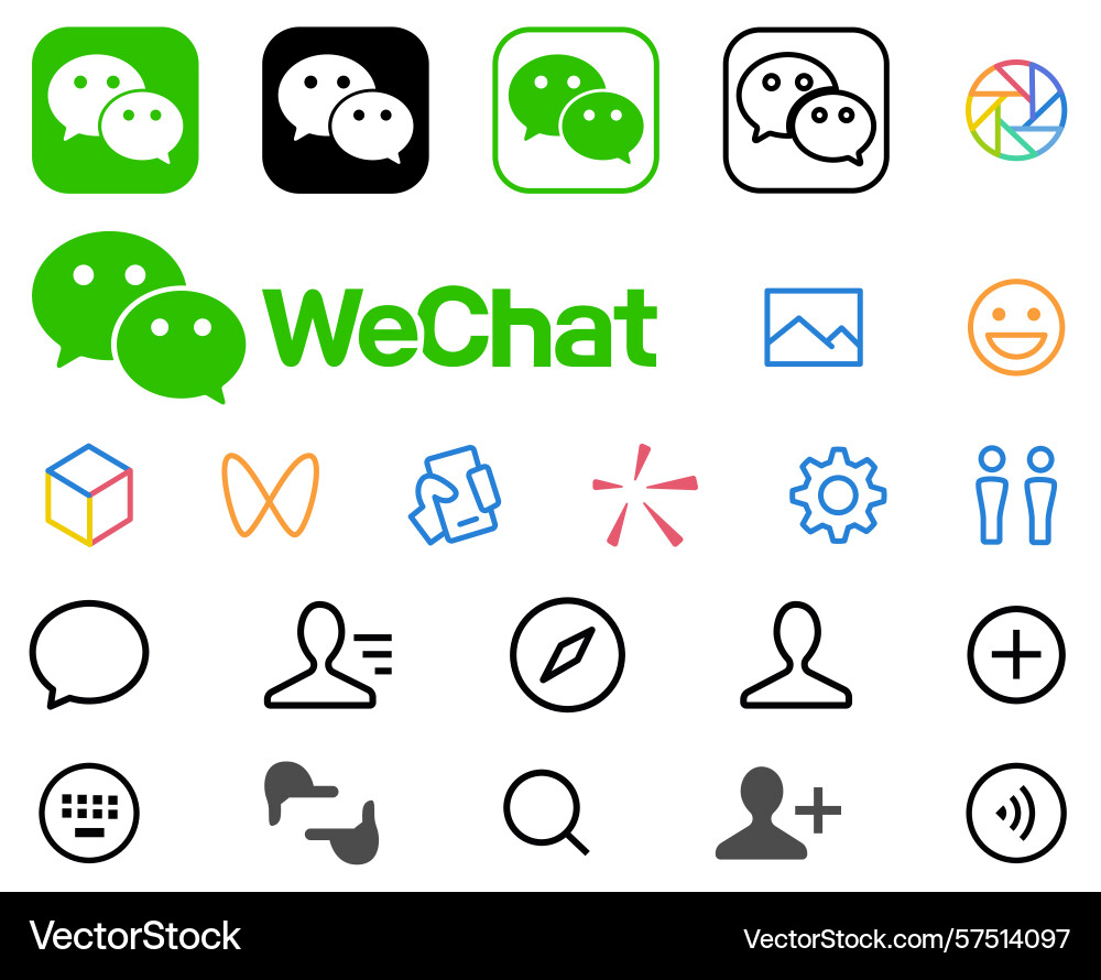 Wechat set of mobile app interface icons Wechat set of mobile app interface icons vector image