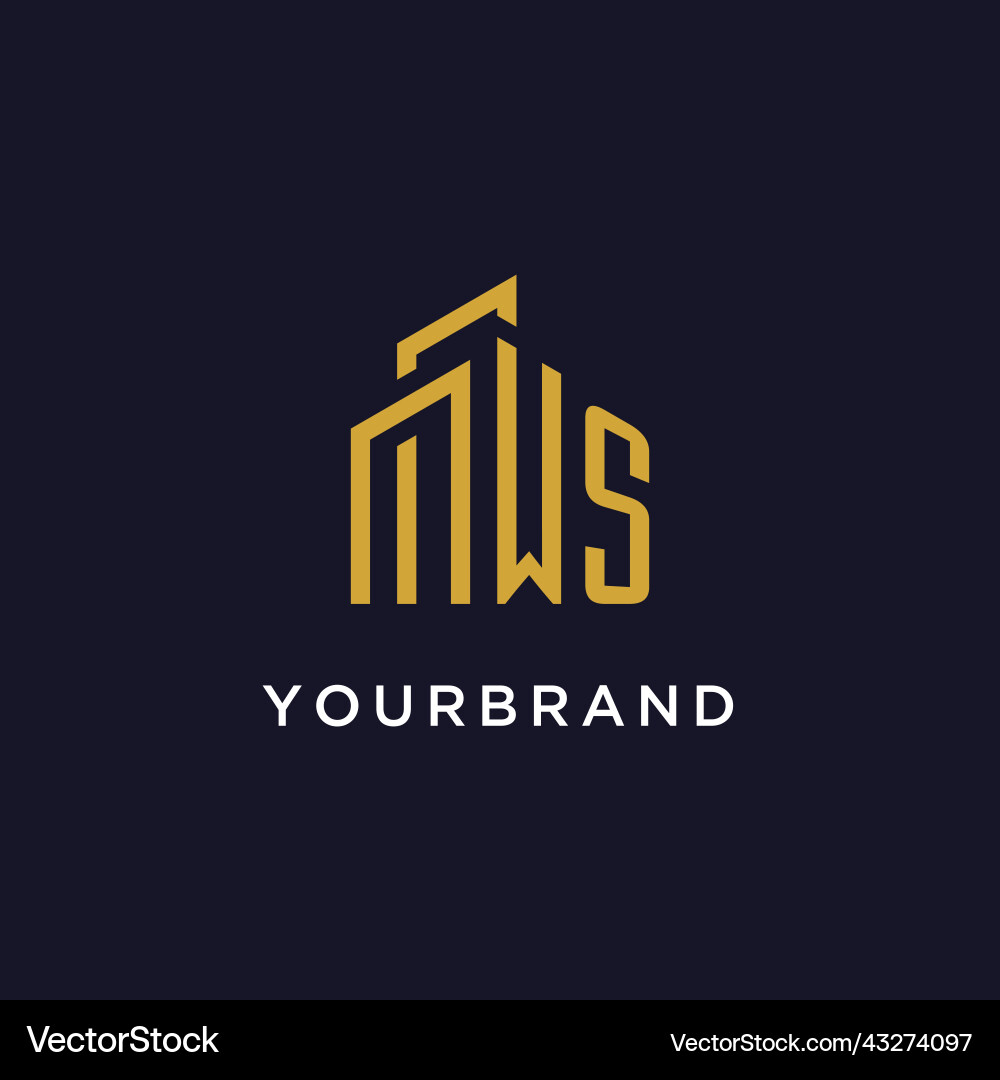 Ws initial monogram with building logo design Ws initial monogram with building logo design vector image