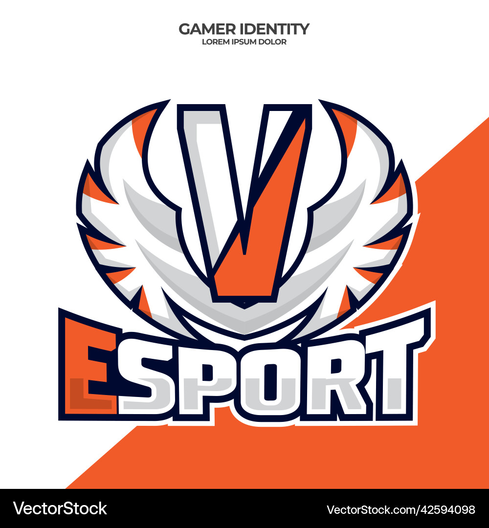 Adler Flügel esport Logo Buchstaben v Designvorlage Adler Flügel esport Logo Buchstaben v Designvorlage vektorbild