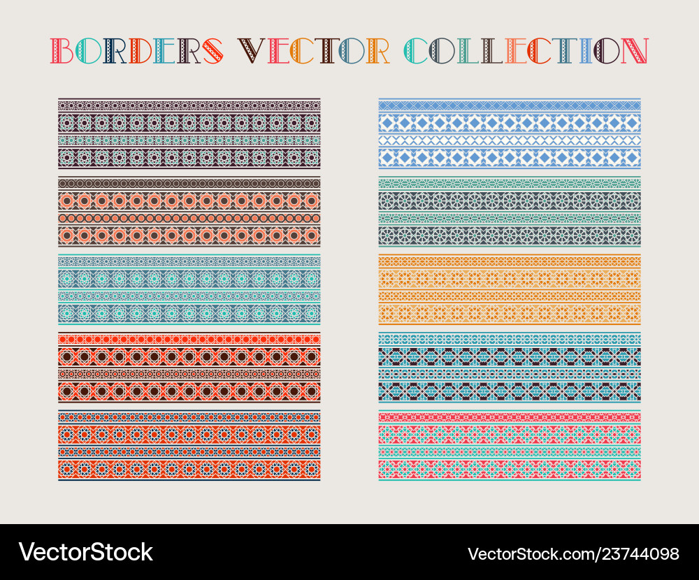 Arabic decorative borders vector image