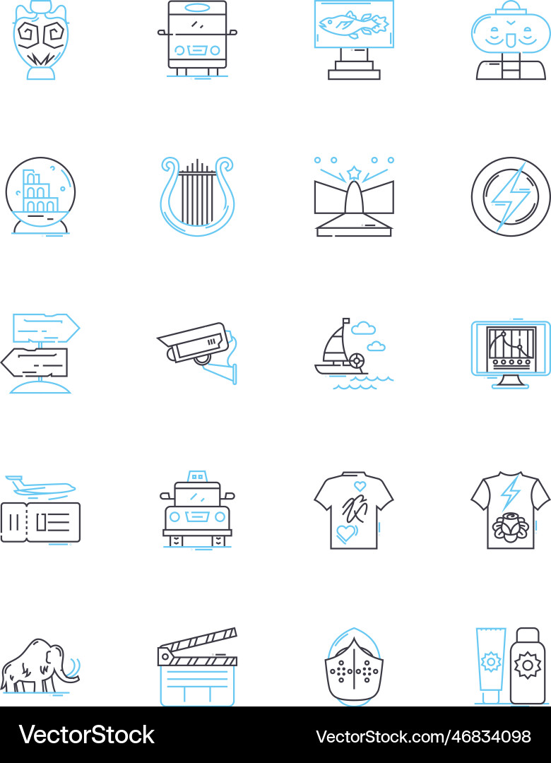 Artistic expression linear icons set creativity Vector Image