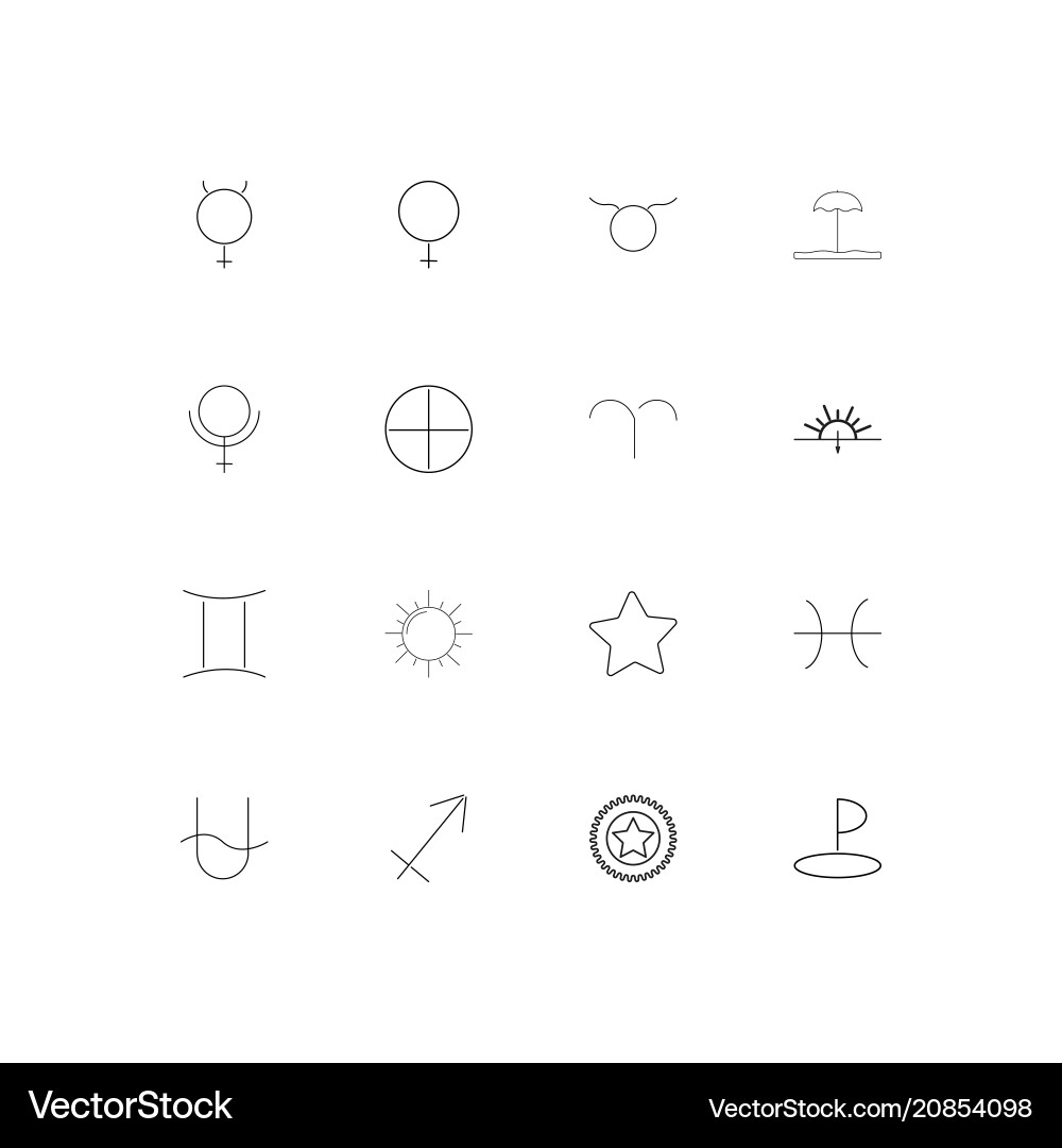 Astrology linear thin icons set outlined simple Vector Image