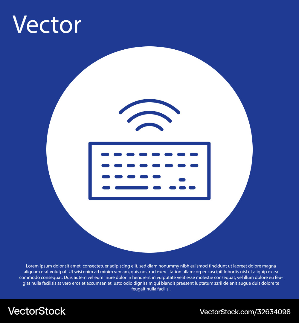 Blue line wireless computer keyboard icon isolated Blue line wireless computer keyboard icon isolated vector image
