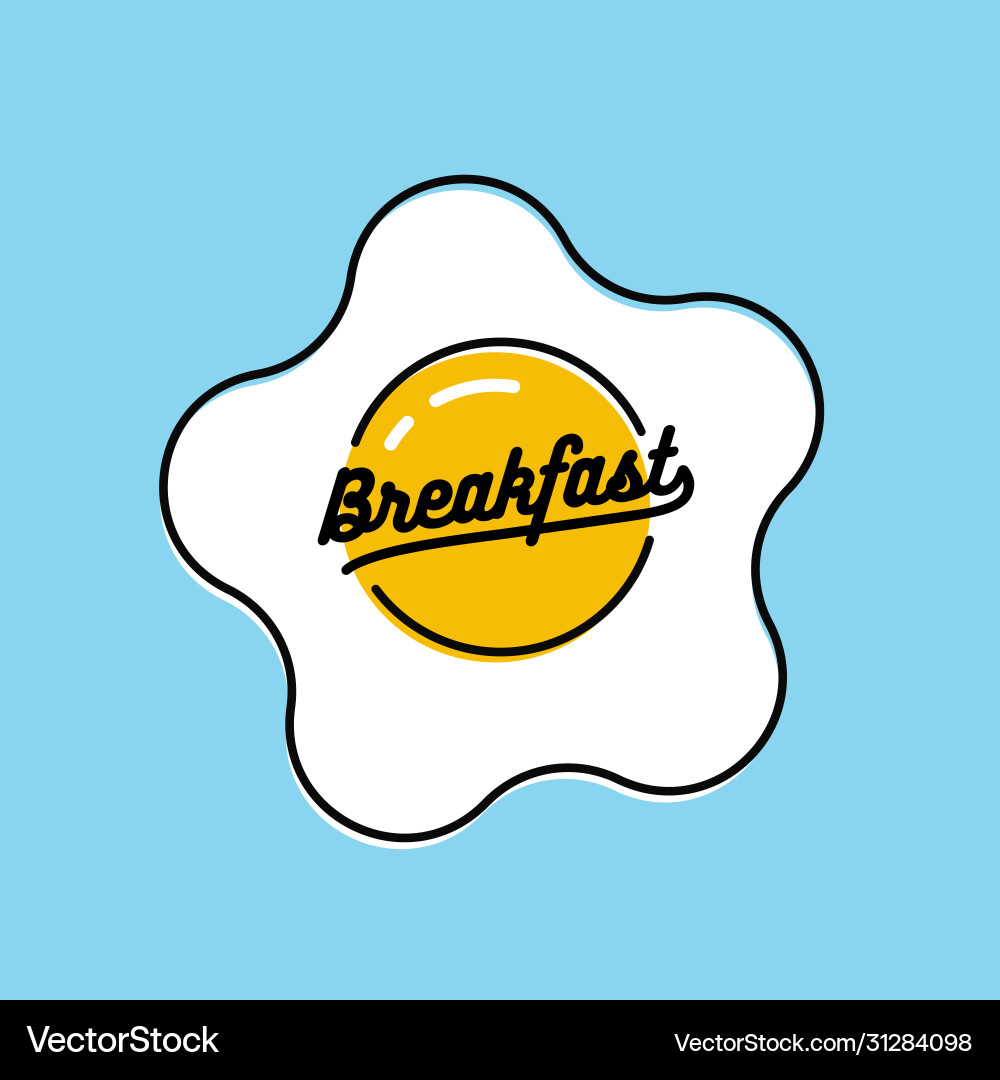 Breakfast logo or icon design with fried egg Vector Image