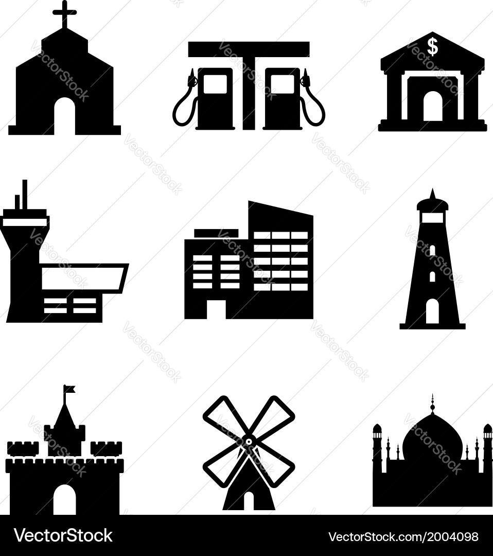 Building and Architecture Icons vector image