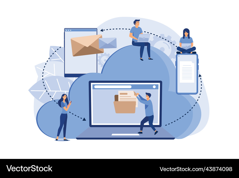 Cartoon style cloud storage data processing Cartoon style cloud storage data processing vector image