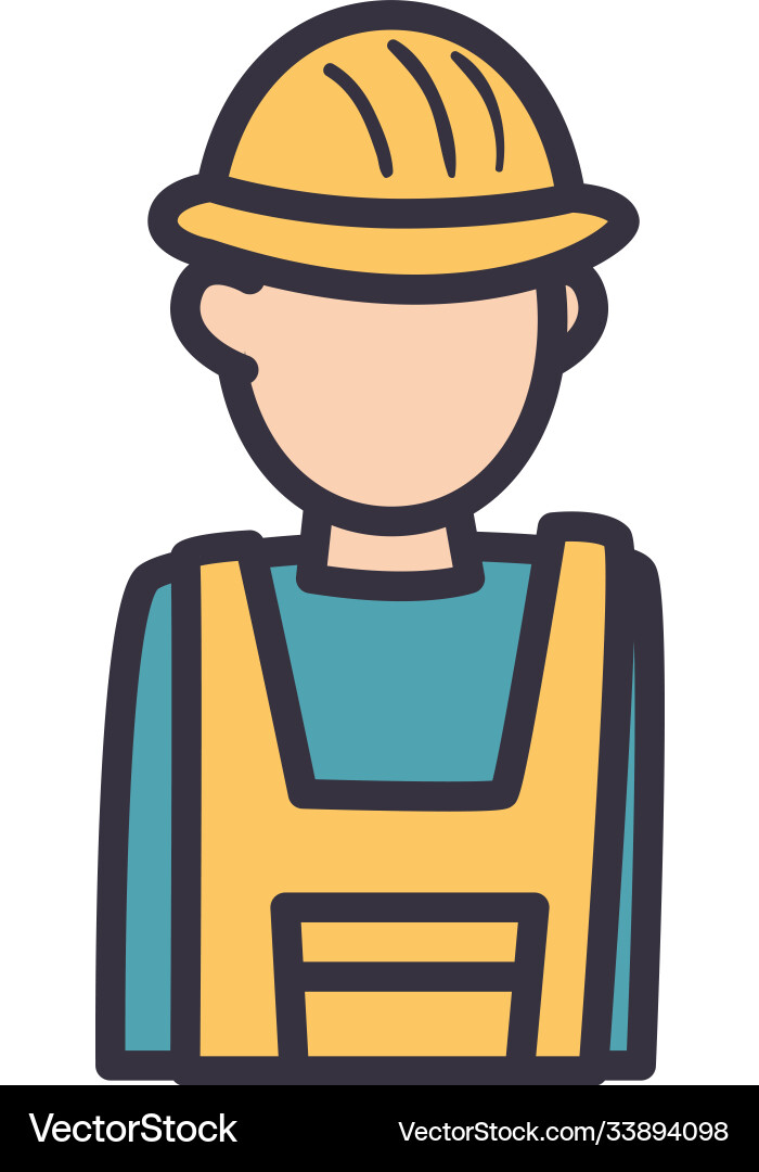 Constructer man with helmet line and fill style Constructer man with helmet line and fill style vector image