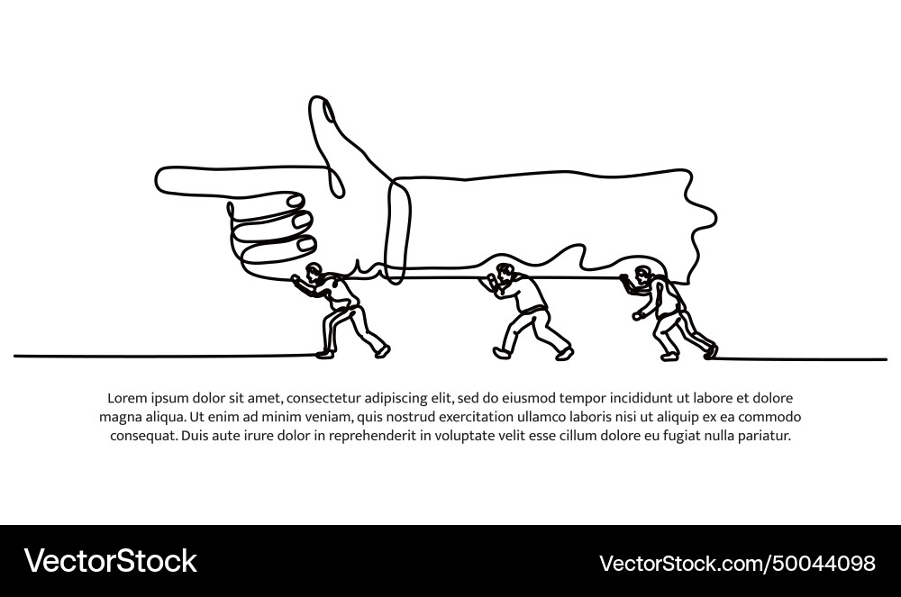 Continuous line design of team members working Vector Image