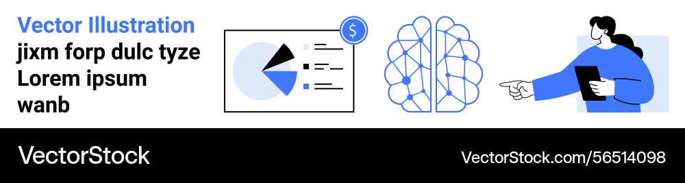 Data analysis and artificial intelligence concepts Vector Image