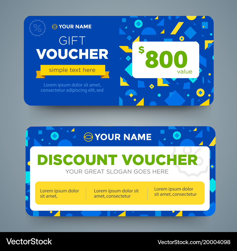 Discount voucher template with colorful pattern Vector Image