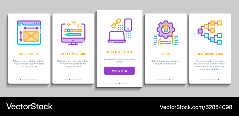 Front end development onboarding elements icons Front end development onboarding elements icons vector image