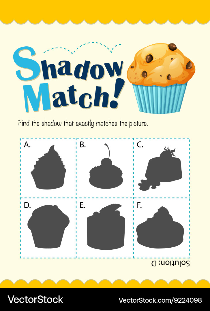 Game template with shadow matching muffin vector image