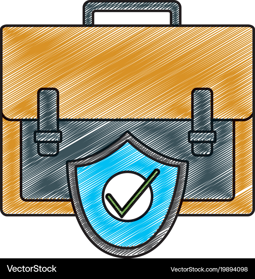 Grated briefcase business object with security vector image