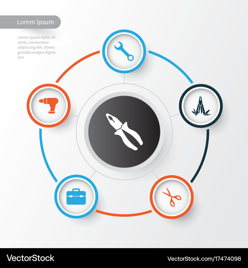 Handtools icons set collection of clamp spanner vector image