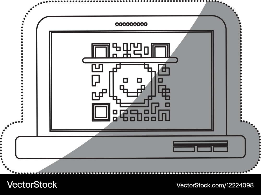 Isolated qr code and laptop design vector image
