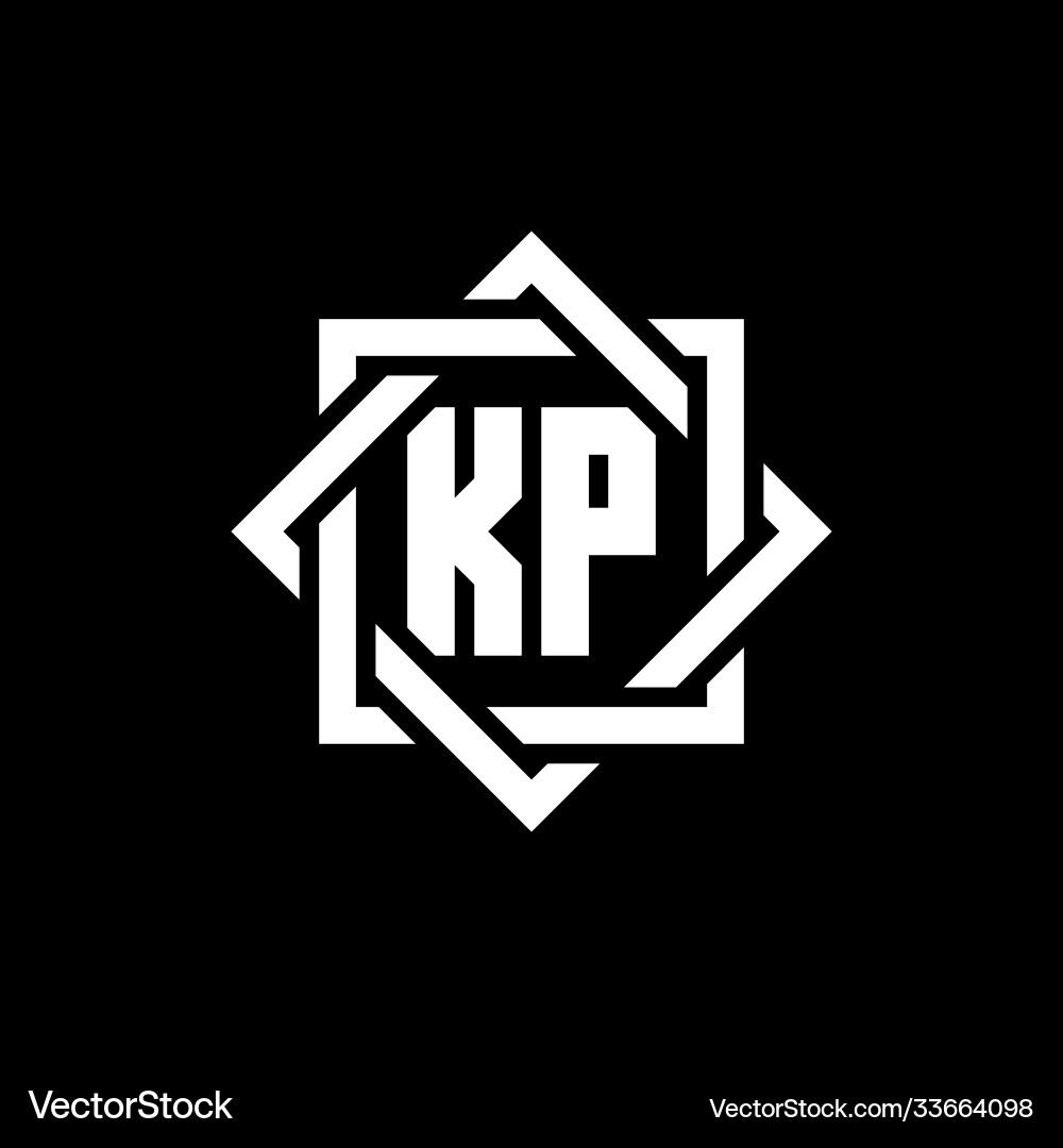 Kp monogram logo with abstract square around Vector Image