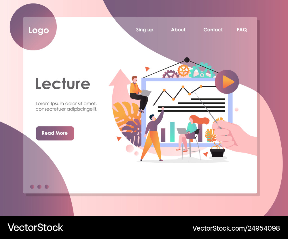 Lecture website landing page design vector image