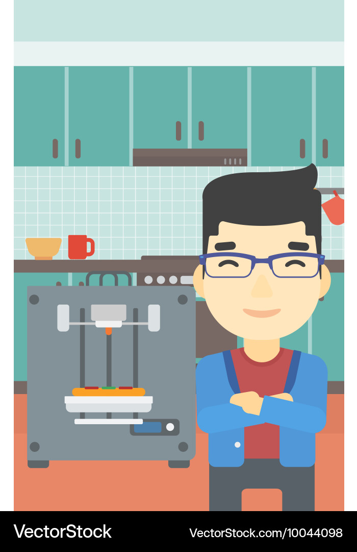 Man with three d printer vector image