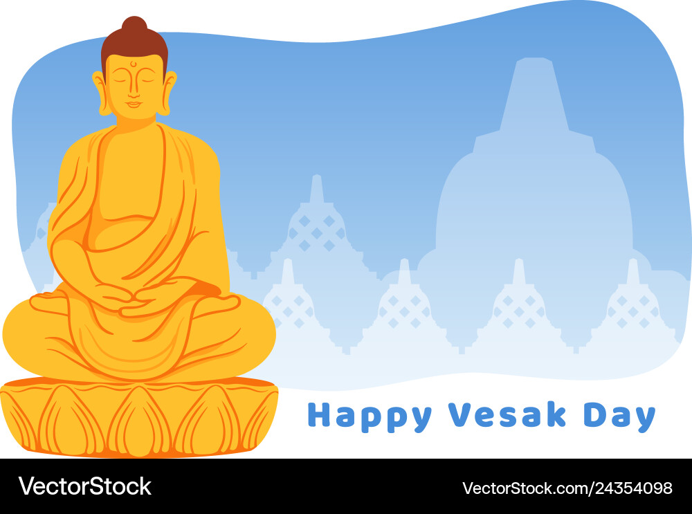 Meditating buddha for vesak day greeting Meditating buddha for vesak day greeting vector image