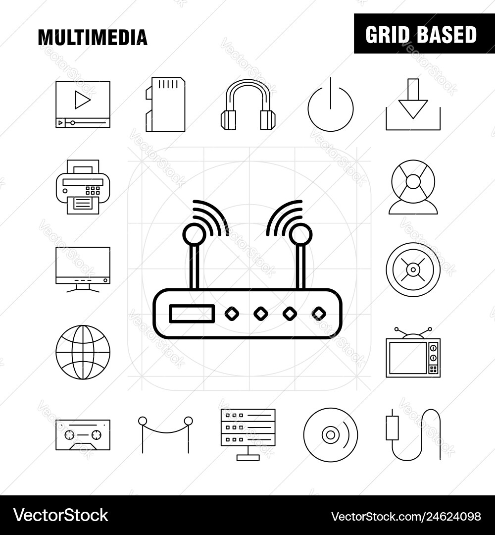Multimedia line icon for web print and mobile Multimedia line icon for web print and mobile vector image
