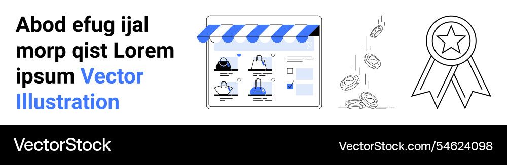 Online storefront with product display currency Vector Image