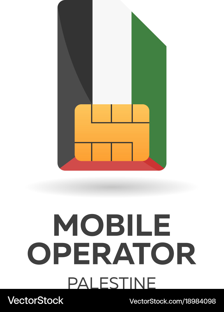 Palestine mobile operator sim card with flag Vector Image
