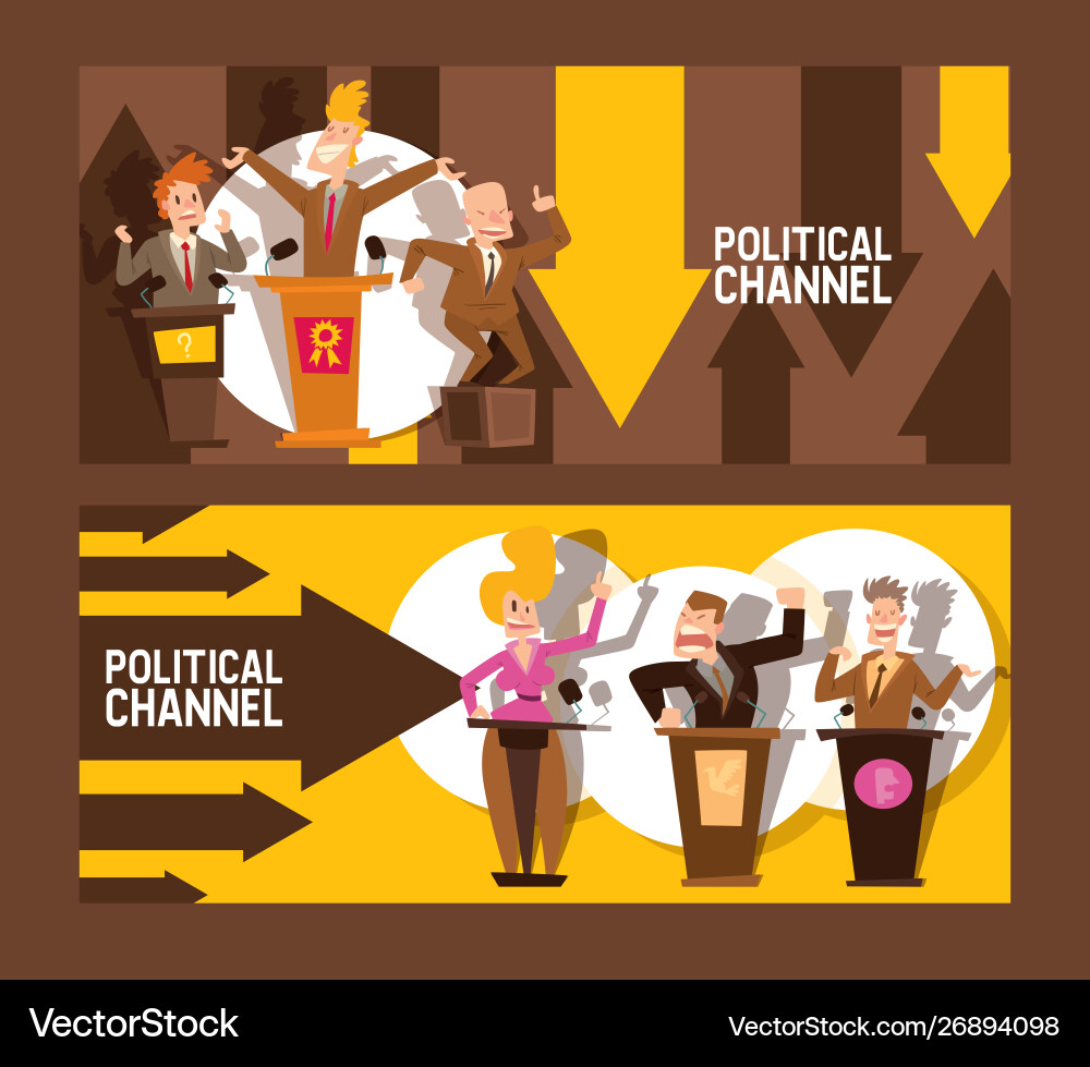 Political channel set banners Political channel set banners vector image