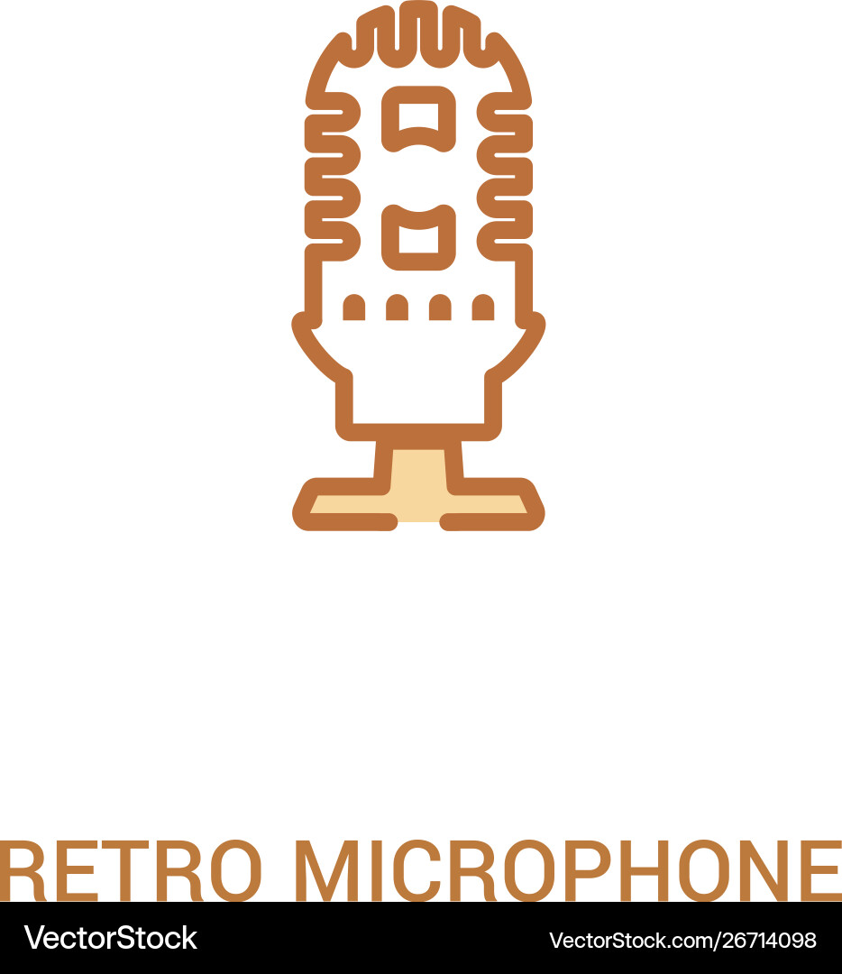 Retro microphone concept 2 colored icon simple Retro microphone concept 2 colored icon simple vector image