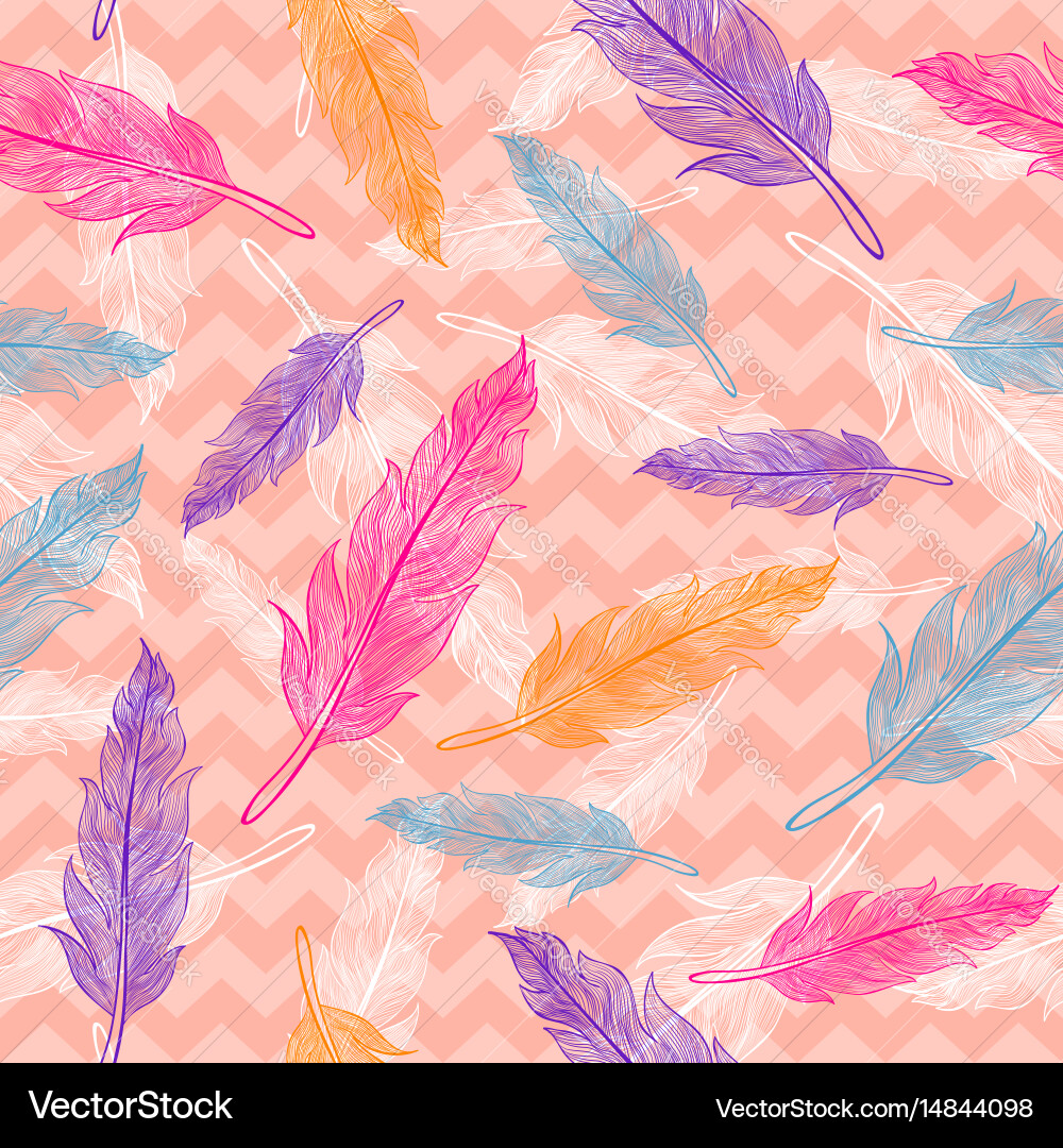 Seamless colorful feathers pattern Vector Image