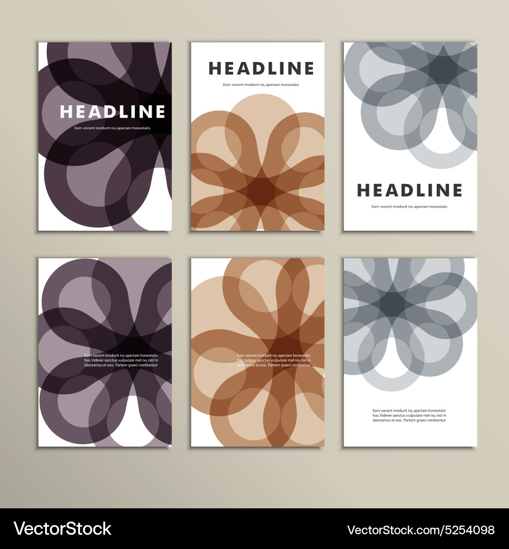 Set of six covers with abstract patterns vector image