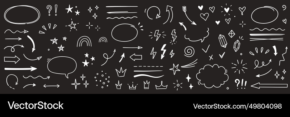 Sketch line arrow element star heart shape vector image