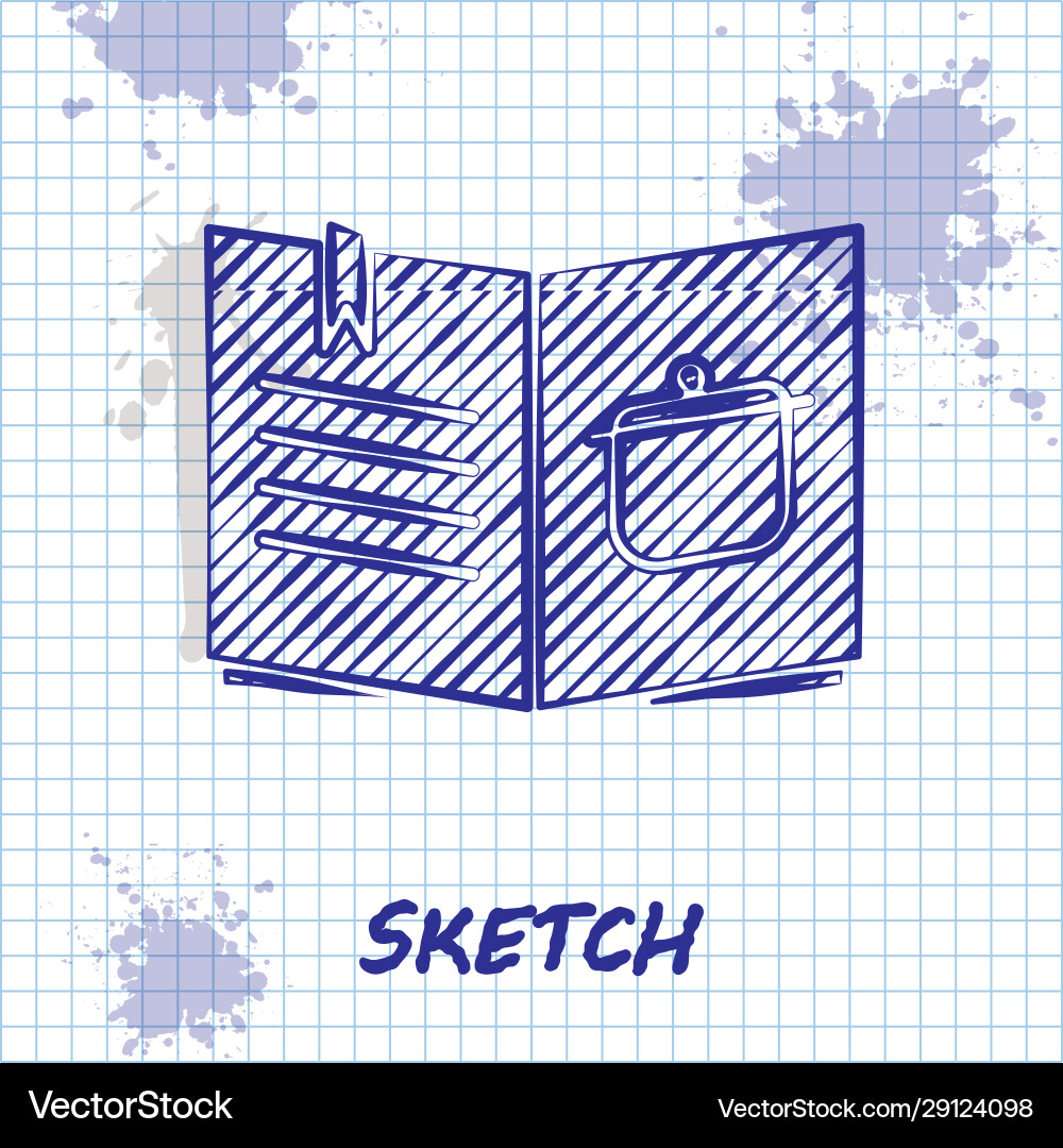 Sketch line cookbook icon isolated on white Vector Image