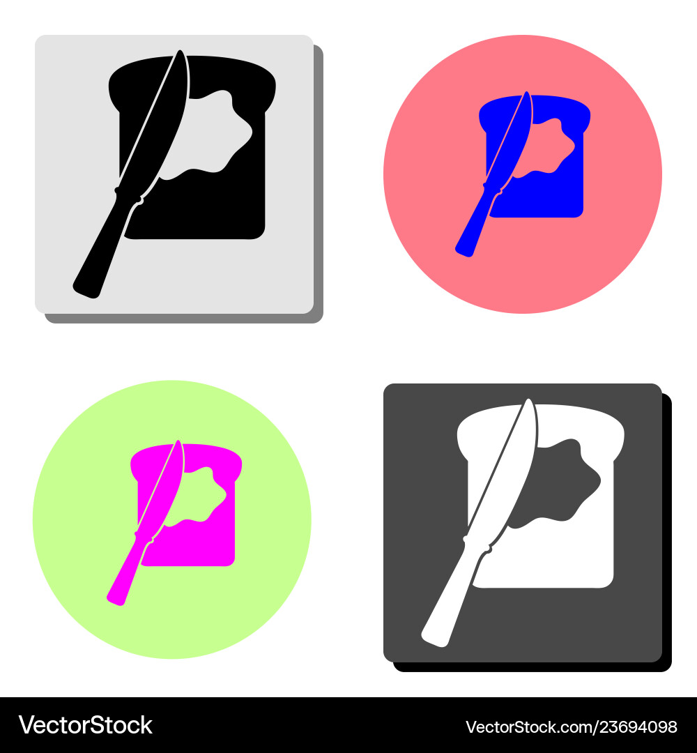 Toast bread slice with butter and spreading knife Toast bread slice with butter and spreading knife vector image