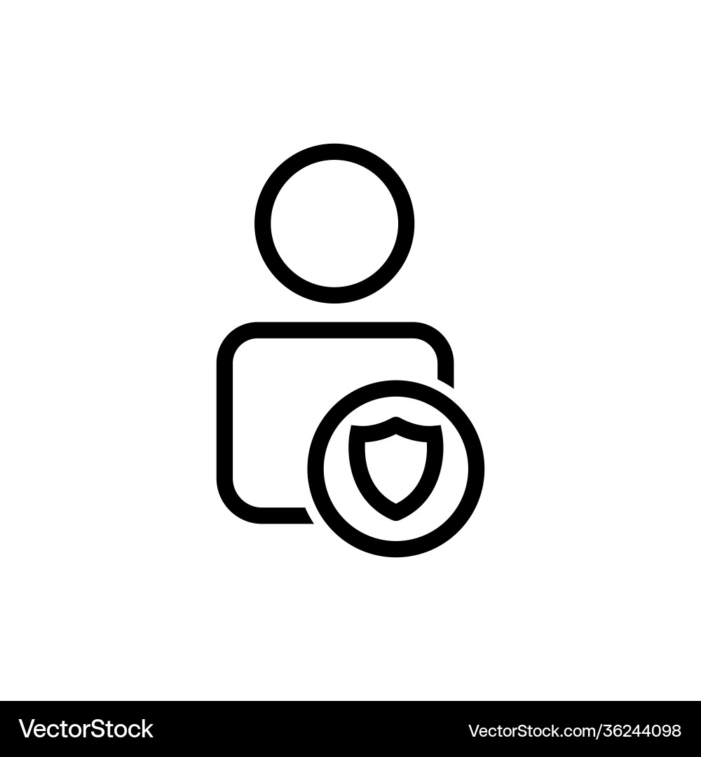 User line icon with shield symbol editable stroke User line icon with shield symbol editable stroke vector image