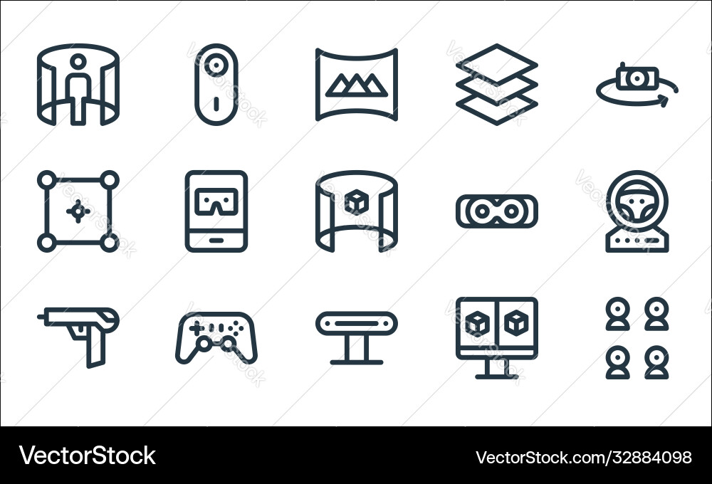 Virtual reality line icons linear set quality Virtual reality line icons linear set quality vector image