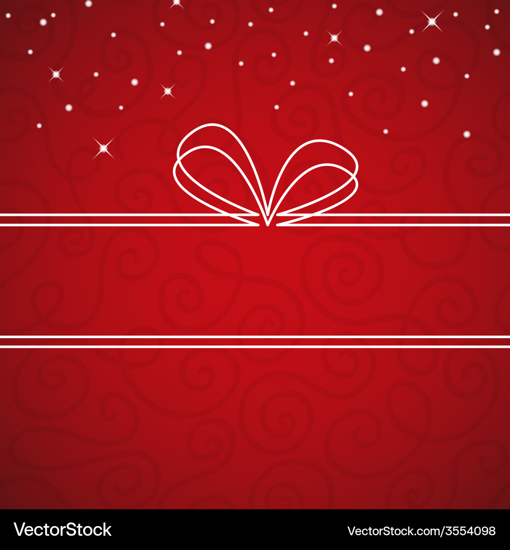White bow frame on a red textural background vector image