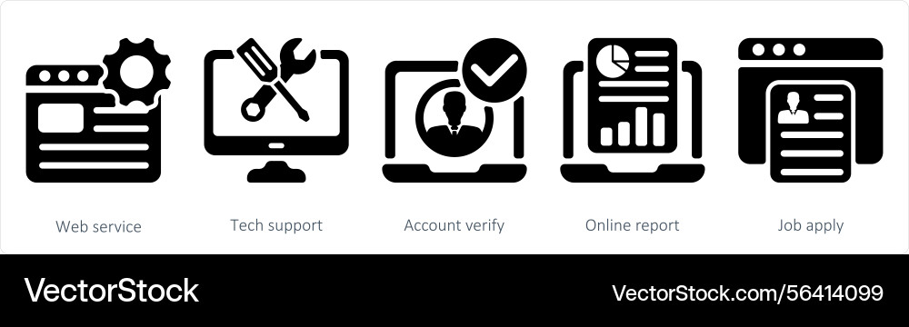 A set of 5 business icons as web service tech Vector Image
