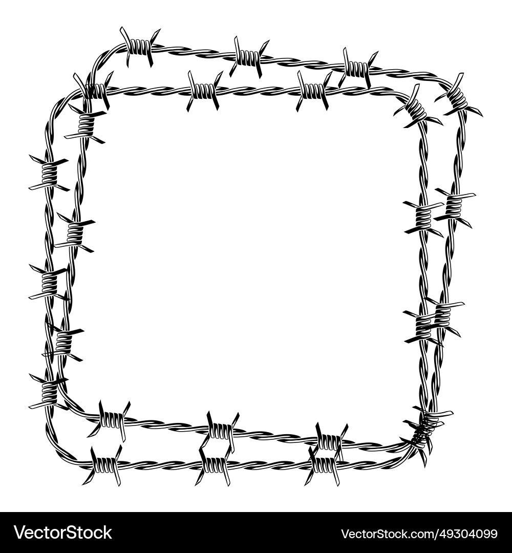 Barbed wire frame sharp barbwire border chain Vector Image