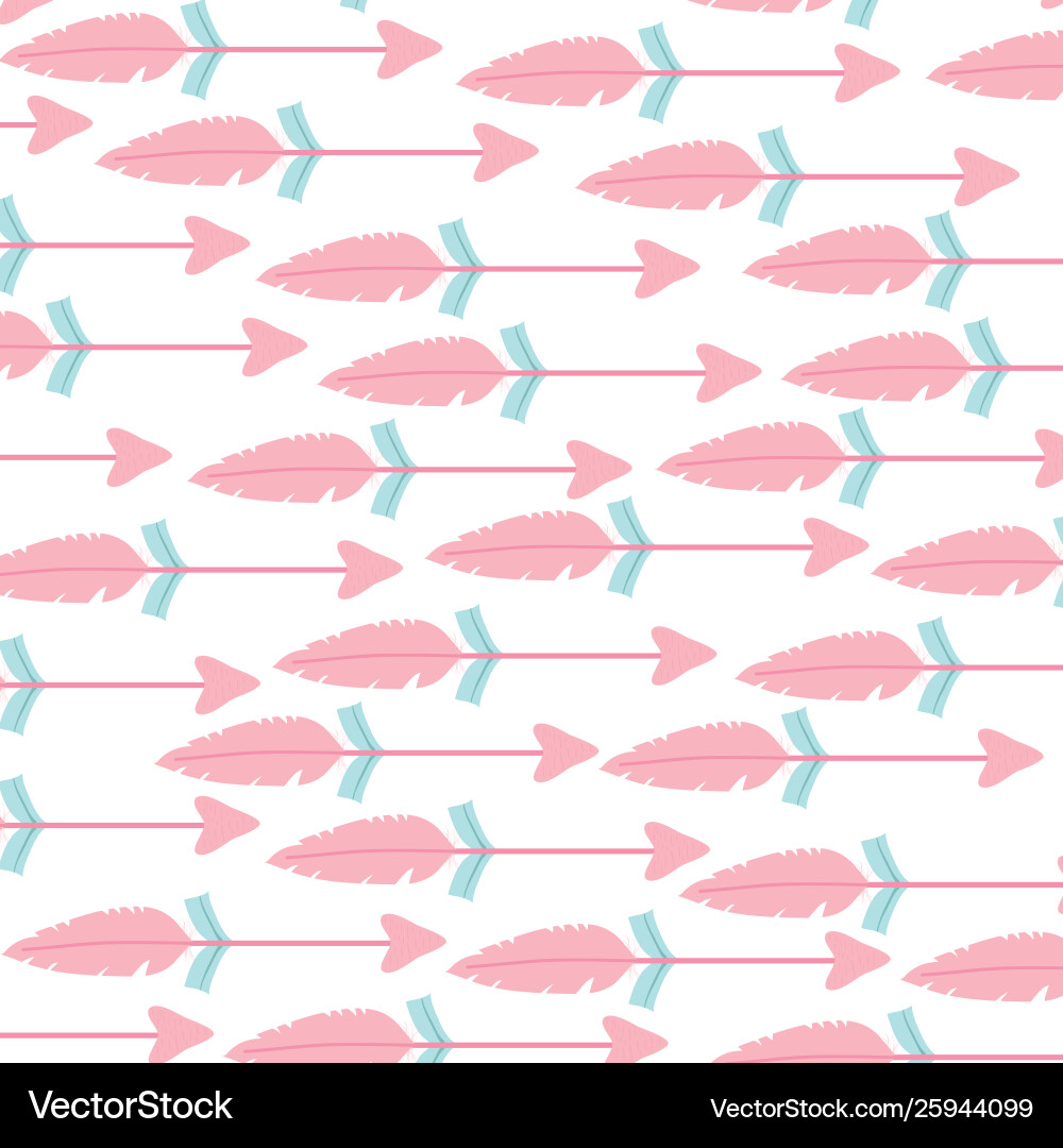 Bohemian arrows with feathers pattern background vector image