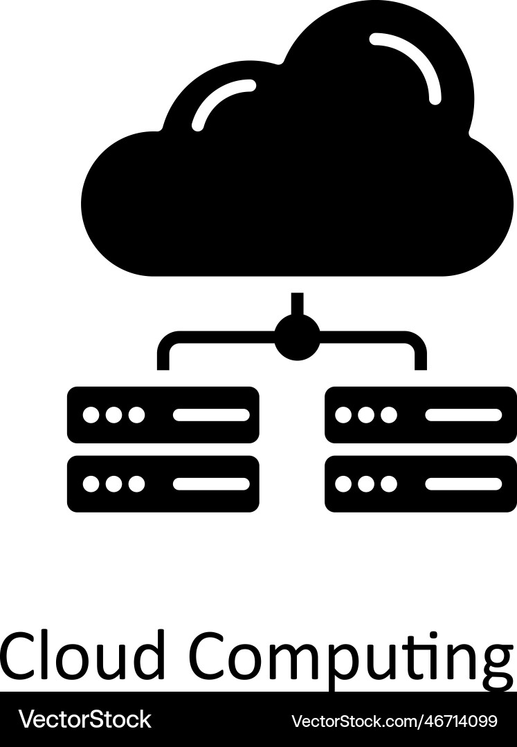 Cloud computing solid icons simple stock vector image