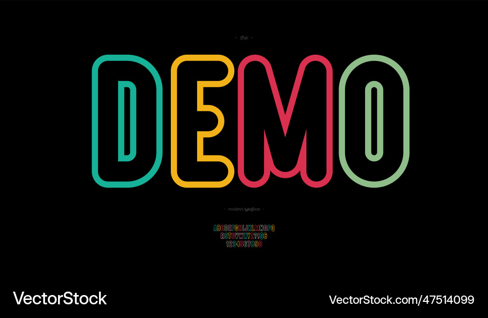 Demo font rounded bold color line style Demo font rounded bold color line style Vector Image