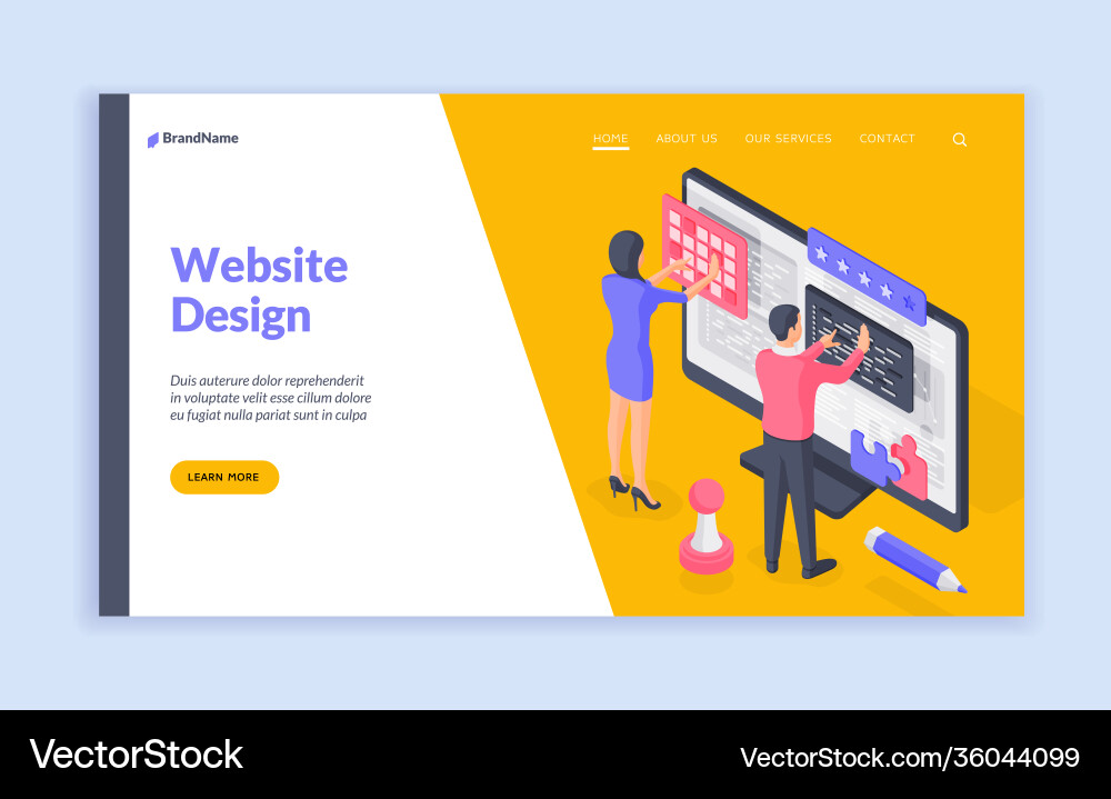 Designers working on website ui isometric Designers working on website ui isometric vector image