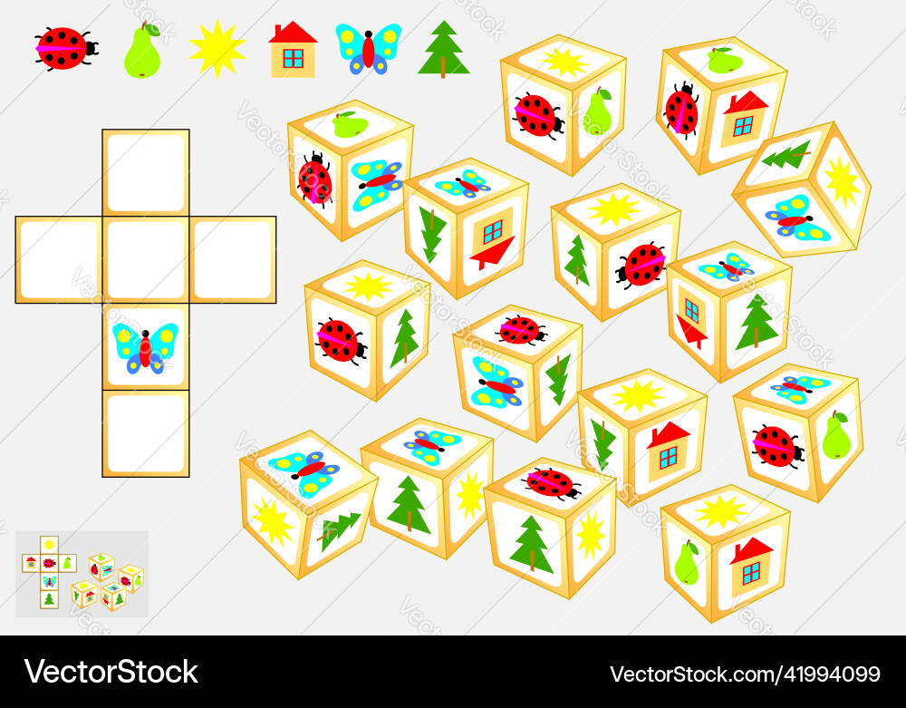 Find Four Matching Cubes Puzzle vector image