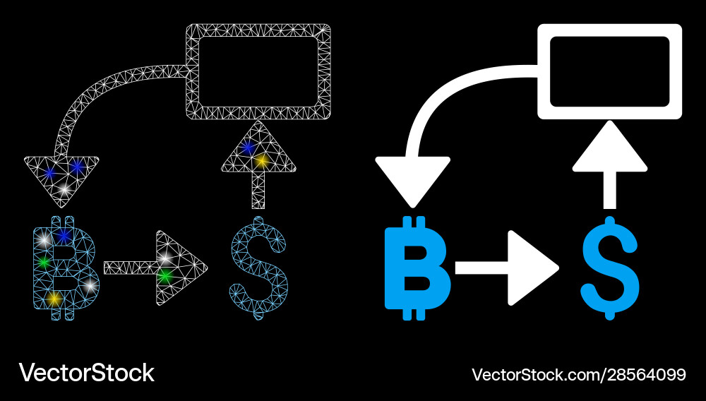Flare mesh network bitcoin dollar flow chart icon Flare mesh network bitcoin dollar flow chart icon Vector Image